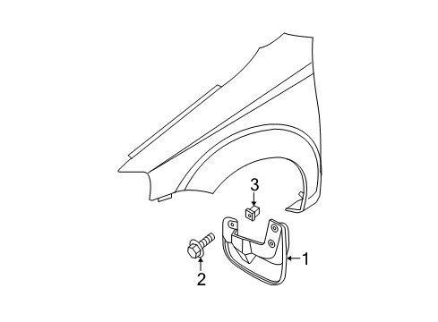 2004 Chevrolet Aveo Exterior Trim - Fender Splash Guards - Flat with Contour, Front, Note:Right; Diagram for 96542974