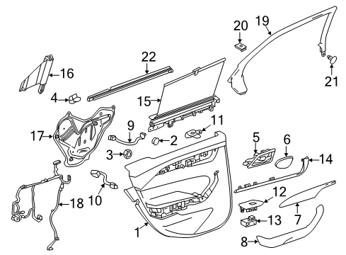 2014 Cadillac CTS Rear Door Lock Assembly Diagram for 22862238