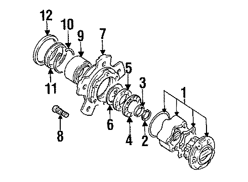 1993 Geo Tracker Hub Assembly - Front Front Axle Hub Lock Cover Diagram for 96062926
