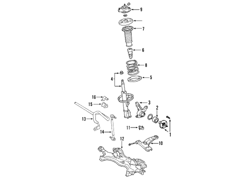 2005 Pontiac Vibe Front Suspension Components, Lower Control Arm, Stabilizer Bar Lower Ball Joint Diagram for 19184280