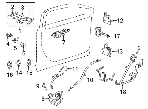 2015 Cadillac CTS Front Door Lock Assembly Diagram for 13592282