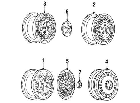 1993 Buick Park Avenue Wheels, Covers & Trim Wheel Trim CAP(Tire & Wheel Drawing/Original Housed Diagram for 25605038