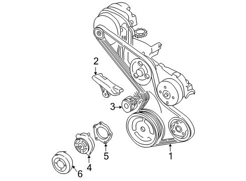 1999 Chevrolet Venture Water Pump, Belts & Pulleys Belt, Water Pump & A/C Compressor & Generator & P/S Pump Diagram for 19172683