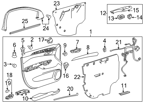 2010 Cadillac SRX Front Door Lock Assembly Diagram for 13579523