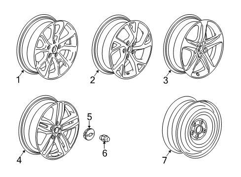 2021 Chevrolet Equinox Wheels Wheel, Alloy Diagram for 23413297