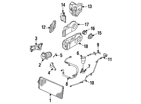 1990 Cadillac Fleetwood Heater Core & Control Valve Core & Fitting Diagram for 3035420
