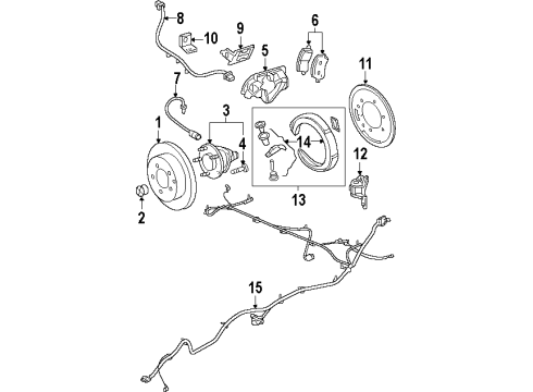 2002 Oldsmobile Silhouette Rear Brakes Bracket-Wheel Speed Sensor Diagram for 10052289