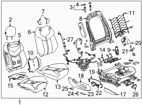 2016 Chevrolet SS Passenger Seat Components Cushion Cover Diagram for 92282575