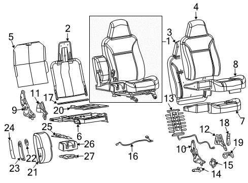 2008 GMC Canyon Front Seat Components Release Handle Diagram for 12377749