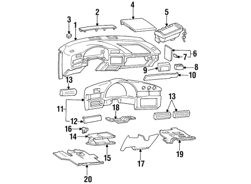 1998 Chevrolet Lumina Instrument Panel Housing Asm-Instrument Panel Outer Air Outlet Deflector *Neutral Diagram for 10274487