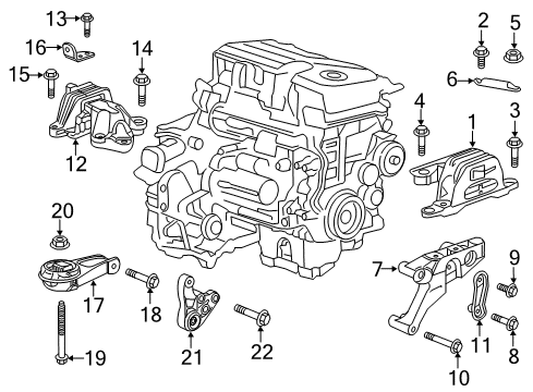 2022 Chevrolet Malibu Engine & Trans Mounting Bracket Bolt Diagram for 11588754