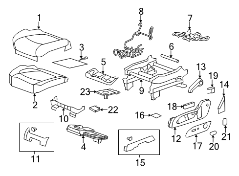 2013 GMC Acadia Front Seat Components Cushion Cover Diagram for 84077414