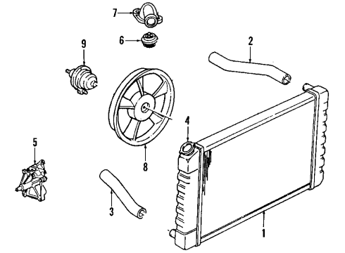 1984 Pontiac 6000 Cooling System, Radiator, Water Pump, Cooling Fan Thermostat Diagram for 10207381