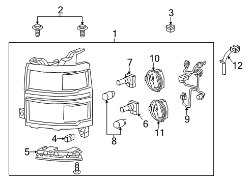 2015 Chevrolet Silverado 1500 Headlamps Headlamp Assembly Diagram for 84036799