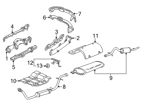 2005 Pontiac Montana Exhaust Components, Exhaust Manifold Exhaust Muffler Assembly (W/ Exhaust Pipe & Tail Pipe) Diagram for 15839174