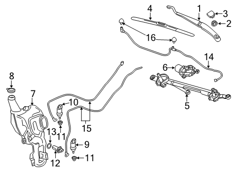 2019 Chevrolet Traverse Wiper & Washer Components Rear Blade Diagram for 84166522