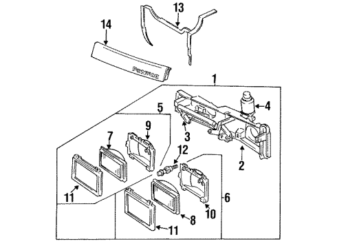 1992 Pontiac Sunbird Headlamps Headlamp Assembly-(W/Opening Door Actuator) Diagram for 16517208