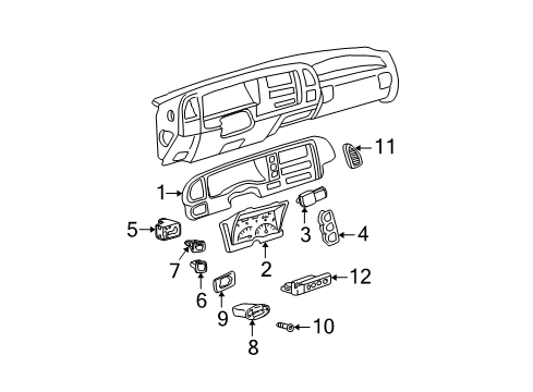 1996 Chevrolet C2500 A/C & Heater Control Units Instrument Cluster Assembly Diagram for 16201515