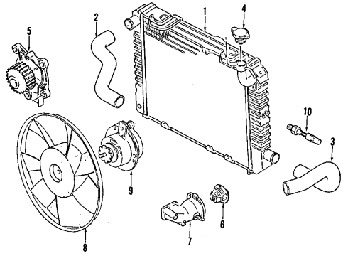 1988 Chevrolet Spectrum Cooling System, Radiator, Water Pump, Cooling Fan Belt Diagram for 94139067