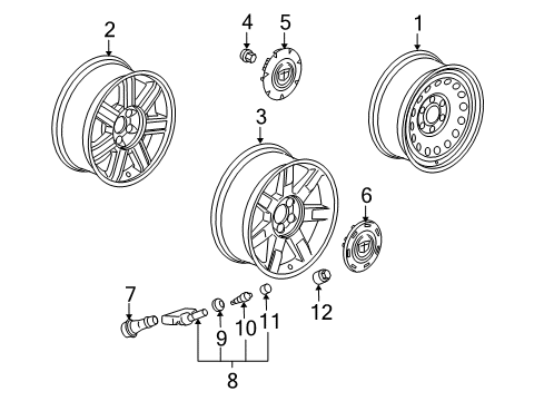 2007 Cadillac Escalade Wheels Hub Cap Diagram for 9597286