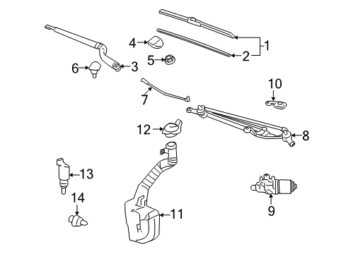 2006 Chevrolet Impala Wiper & Washer Components Arm Asm-Windshield Wiper Diagram for 10333724