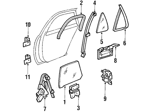 1989 Chevrolet Corsica Rear Door Rear Door Lock Assembly Diagram for 16604211
