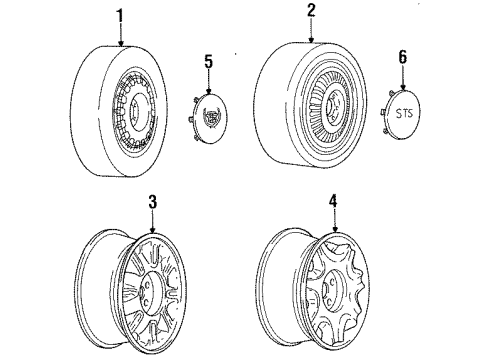 1992 Cadillac Seville Wheels & Trim Wheel Trim CAP Diagram for 3539324