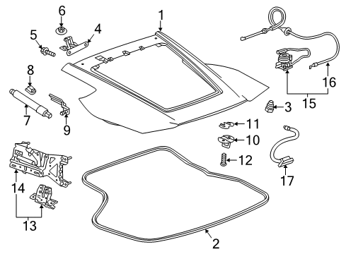 2014 Chevrolet Corvette Convertible Top Rear Compartment Lid Latch Assembly Diagram for 84071517