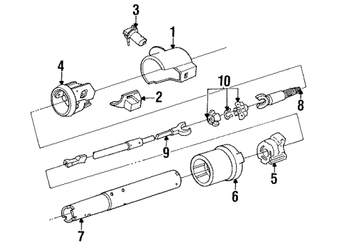 1991 Pontiac Sunbird Steering Column, Steering Wheel Shroud, Shift Bowl Diagram for 7844915