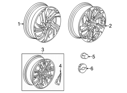 2022 Chevrolet Bolt EUV Wheels Center Cap Diagram for 42576963