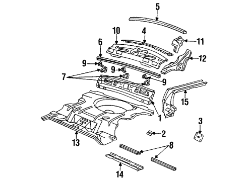1991 Buick Regal Rear Body Rail Asm-Rear Compartment Panel Longitudinal Diagram for 10203560