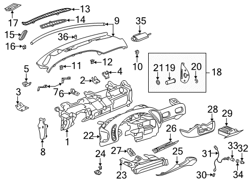 2005 Pontiac Bonneville Instrument Panel Trim Plate Clip Diagram for 22551452