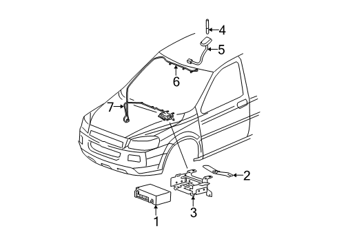2007 Chevrolet Uplander Electrical Components Cable Asm-Radio & Mobile Telephone & Vehicle Locating Antenna Diagram for 15948460