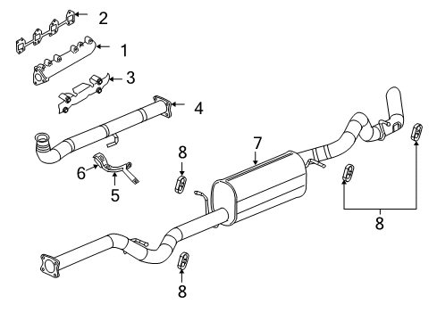 2001 GMC Sierra 3500 Exhaust Components, Exhaust Manifold Front Pipe Diagram for 15068671