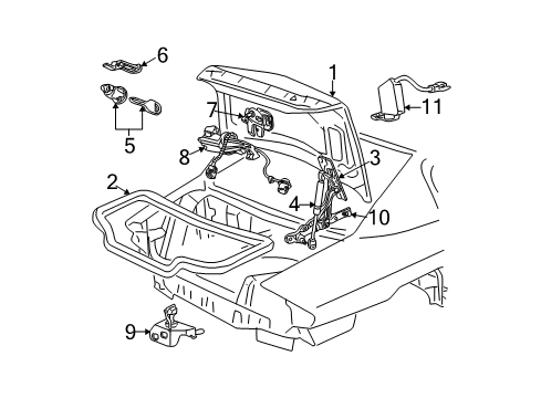 2002 Buick Century Trunk Latch Diagram for 10445387