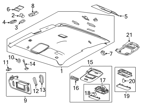 2015 Chevrolet Colorado Bulbs Headliner Insulator Diagram for 23195956