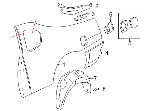 2006 Chevrolet Monte Carlo Quarter Panel & Components Extension Asm, Quarter Outer Panel Upper Rear (RH) <Use 1C4J 31 Diagram for 12455093