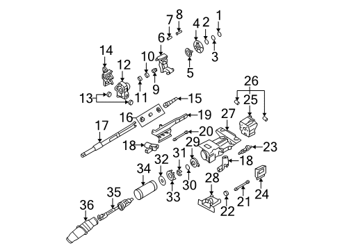 2000 Cadillac DeVille Shaft & Internal Components Pin, Steering Column Pivot Diagram for 26036521