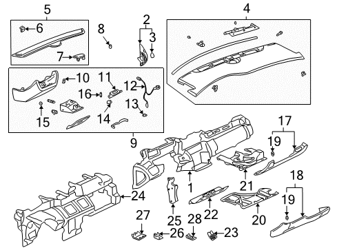 2005 Cadillac DeVille Cluster & Switches, Instrument Panel Side Panel Clip Diagram for 15965094