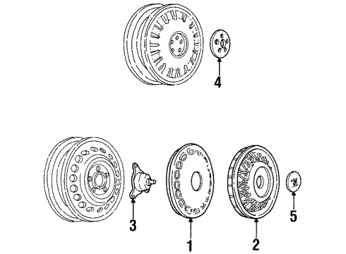 1998 Buick LeSabre Wheel Covers & Trim Hub Cap ASSEMBLY K Diagram for 9592249