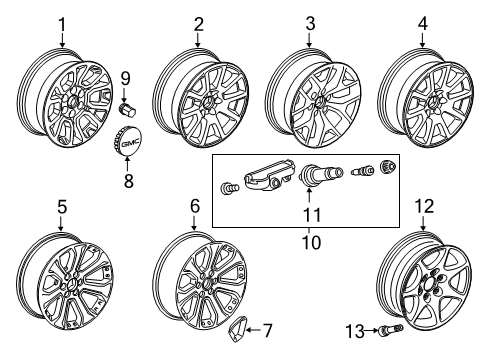 2019 GMC Yukon Wheels Wheel, Alloy Diagram for 84346100