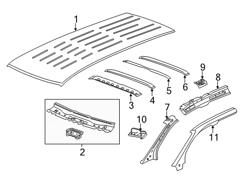 2014 Chevrolet Traverse Roof & Components Inner Rail Diagram for 22789703