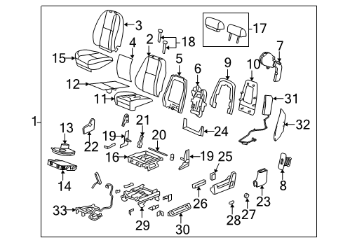 2011 Chevrolet Silverado 2500 HD Front Seat Components Seat Cover Diagram for 20781578