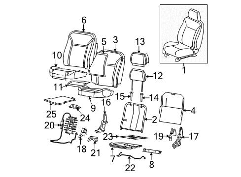 2006 GMC Canyon Front Seat Components Cover Asm, Driver Seat Back Cushion *Pewter Diagram for 89042809
