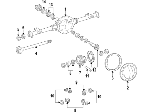2007 Chevrolet Express 1500 Rear Axle, Differential, Propeller Shaft Side Bearings Diagram for 25824251