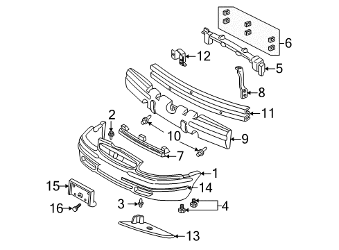 2001 Buick Century Front Bumper Front Bumper-Cover Diagram for 12369156
