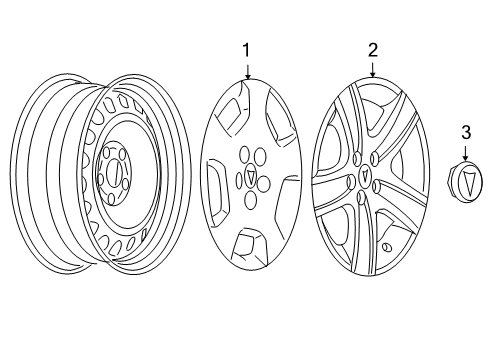 2007 Pontiac G6 Wheel Covers & Trim Wheel Cover Diagram for 9596526