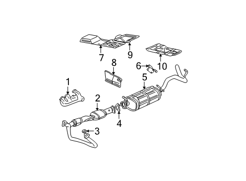 2000 GMC Safari Exhaust Components Catalytic Converter Assembly (W/ Exhaust Manifold Pipe) Diagram for 15157825