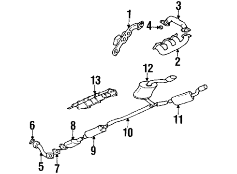 1997 Buick Riviera Exhaust Components, Exhaust Manifold 3Way Catalytic Convertor Assembly Diagram for 25165284