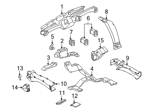 2004 Cadillac Escalade ESV Ducts Lower Air Duct Diagram for 15951532